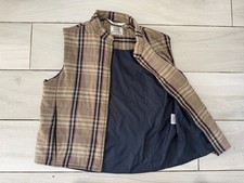 Mens Vintage Puffa Check Gilet Bodywarmer Made In England Zip Vest Size L