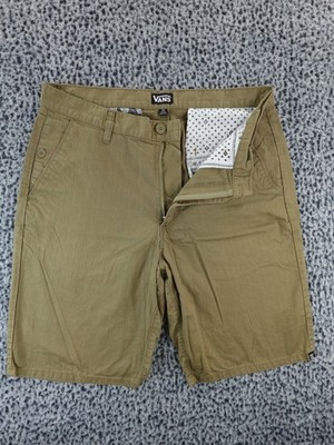 Vans Off the Wall Shorts Mens 34 Taupe Brown Cotton Skate Casual 10'' Inseam EUC