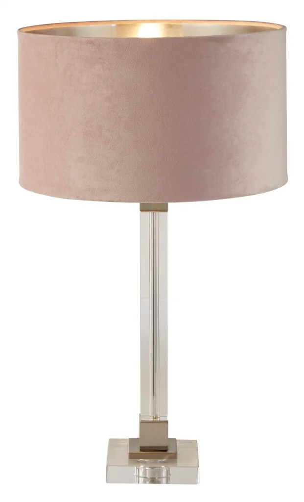 Table Light Silver Scarborough Satin Nickel Crystal Pink Searchlight 67521PI