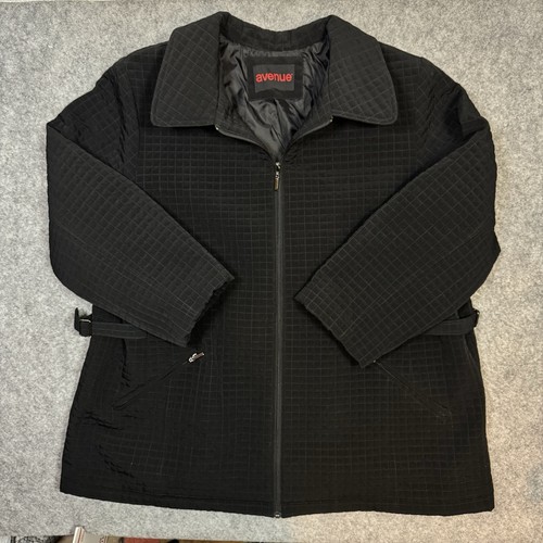 Avenue Women's Quilted Coat Black Full Zip Jacket 3X