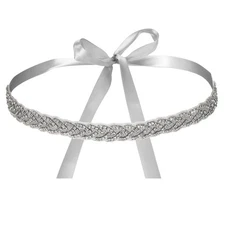 Bridal Belt 2cm Wide Sparkly Crystal Rhinestone Wedding Dress Belt Misty Gray