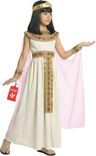 Girls Pink Cleopatra Costume Kids Egyptian Queen Goddess Dress Halloween 4-12 Yr