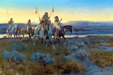 Piegans Painting by Charles Marion Russell Reproduction