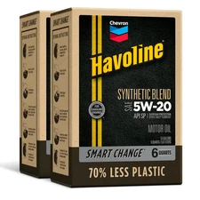 Chevron Havoline Synthetic Blend Motor Oil 5W-20, 6 Quart, Smart Change Box Case