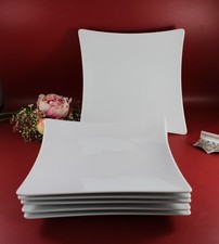 Bauscher Weiden - 6 Stück Speiseteller Teller flach eckig weiß 24 x 24 cm. NEU !