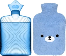 Hot Water Bottle with Cute Fleece Cover, Hot Water Bag for Hot and Cold Compress
