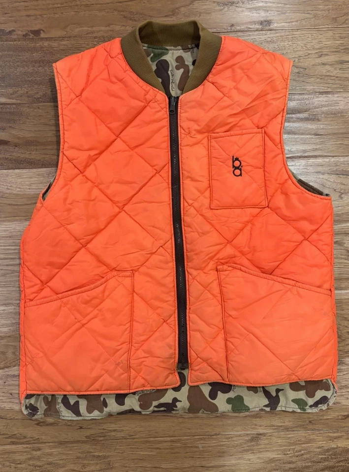 BOB ALLEN Ducks Unlimited Vintage 70s Reversible Camo Orange Hunting Vest Large - Image 2 of 4