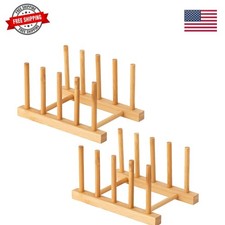 Bamboo Wooden Dish Rack, Plate Organizer for Cabinet Space Saver and Kitchen ...