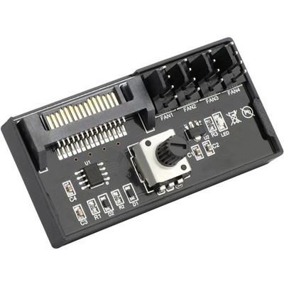SATA Stromversorgung 4 Pin PWM Lüfter Controller Hub 12V 60W Drehknopf Kühlung