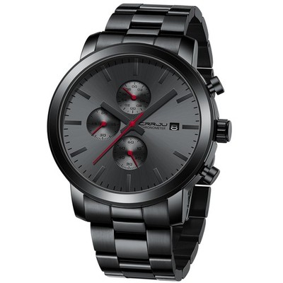 Uhr Herren Chronographen Schwarz EdelstahlBand Analog Armbanduhr Wasserdicht