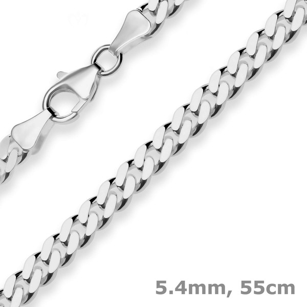 5,4Mm Panzerkette Silberkette Collier Halskette Aus 925 Silber Rhodiniert 55Cm-image