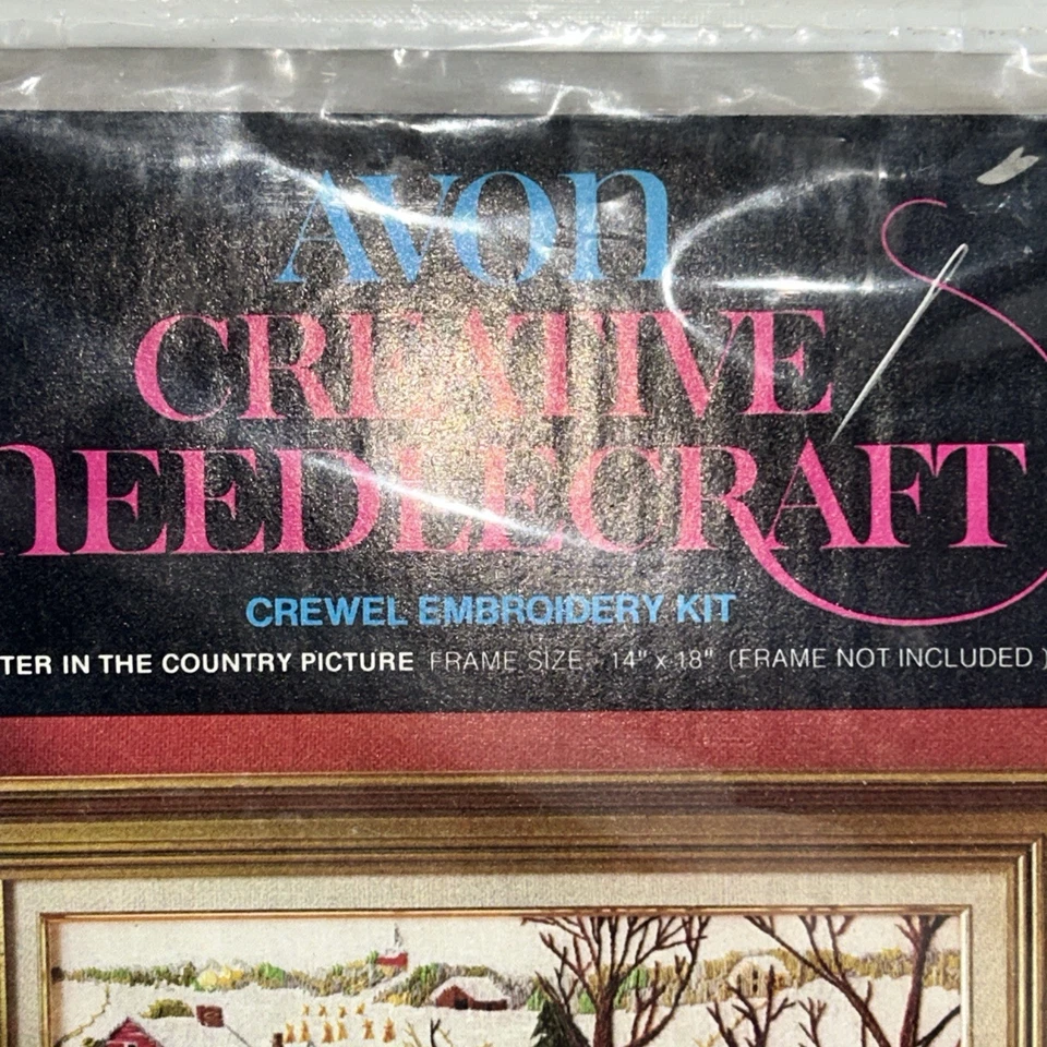 Kit Bordado De Colección Avon Crewel Invierno en el Campo 14x18 NUEVO 1974 Navidad Foto 3 de 4