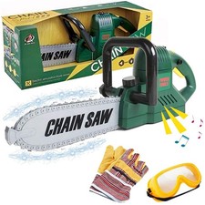 Kids Electric Chainsaw Toy Tool Pretend Play Set with Safety Goggles, Work Gl...
