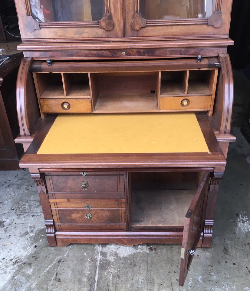 ESCRITORIO SECRETARIA CILINDRO NOGAL VICTORIANO Foto 4 de 4