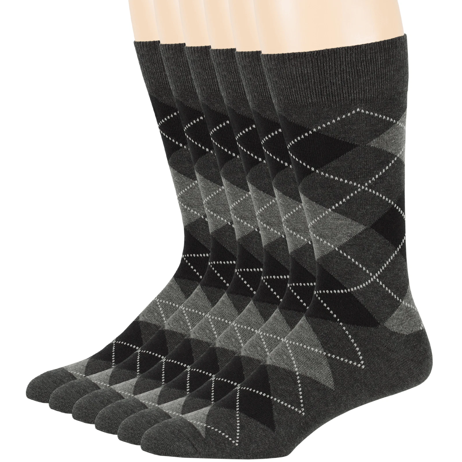 Men's Cotton 6 Pack Argyle Dress Comfortable Pattern Socks Large 10-13 Charcoal
Opens in a new windo