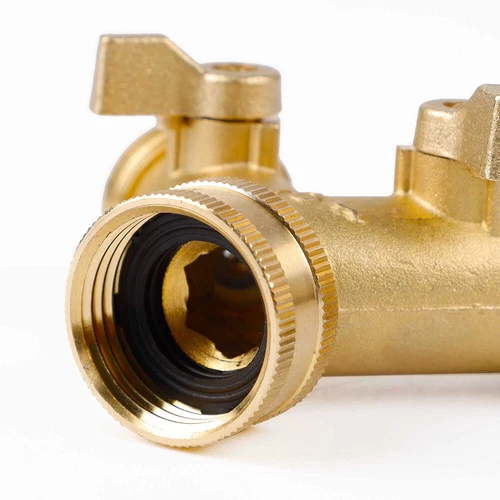 2 PACK 3/4" Garden Hose Splitter 2-Way Solid Brass Y Splitter Connector 2 Valves - Picture 9 of 10