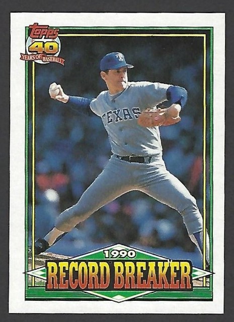 1991 Topps NOLAN RYAN Baseball Card Nrmt Mint TEXAS RANGERS RECORD 