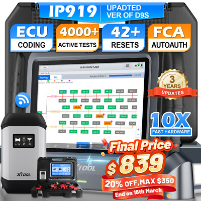 NEWEST XTOOL IP919 FCA WIFI Scanner Auto Diagnostic Tool E.CU Coding Topology