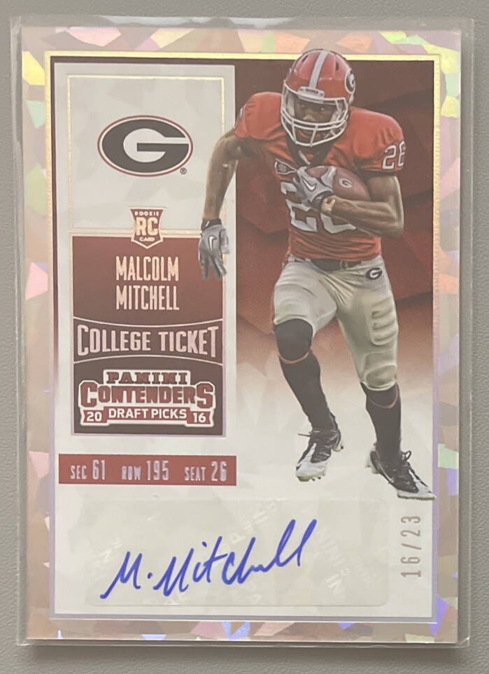 Malcolm Mitchell Panini Contenders Draft Picks #195 Autograph-Cracked Ice Ticket