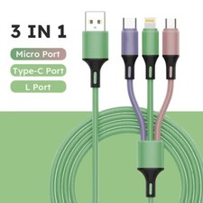 3 In 1 Silica gel USB Fast Charging Data Cord For Iphone Samsung Huawei Xiaomi
