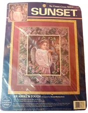 1995 Sunset Dimensions Cross Stitch Kit An Angels Touch 13930 Vintage NEW SEALED