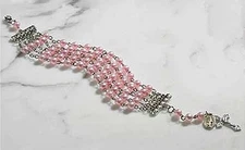 Religious Gift 6MM Pink Imitation Pearl 7 3/4" Rosary Bracelet  TS208