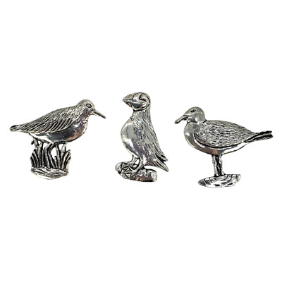 Basic Spirit Handcrafted Pewter Shore Birds Magnets Canada Gull Puffin Sandpiper