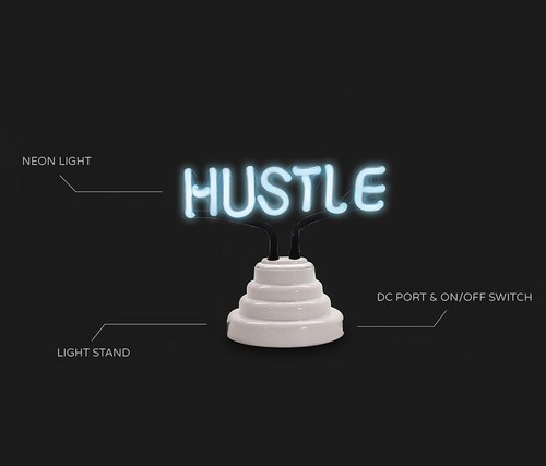 REAL NEON Motivational Entrepreneur HUSTLE Small Desktop Light Sculpture GIFT - Picture 4 of 6