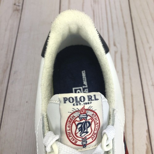 Polo Ralph Lauren Court Low Shoes Sneakers White Blue Leather Mens Choose Size - Picture 8 of 10