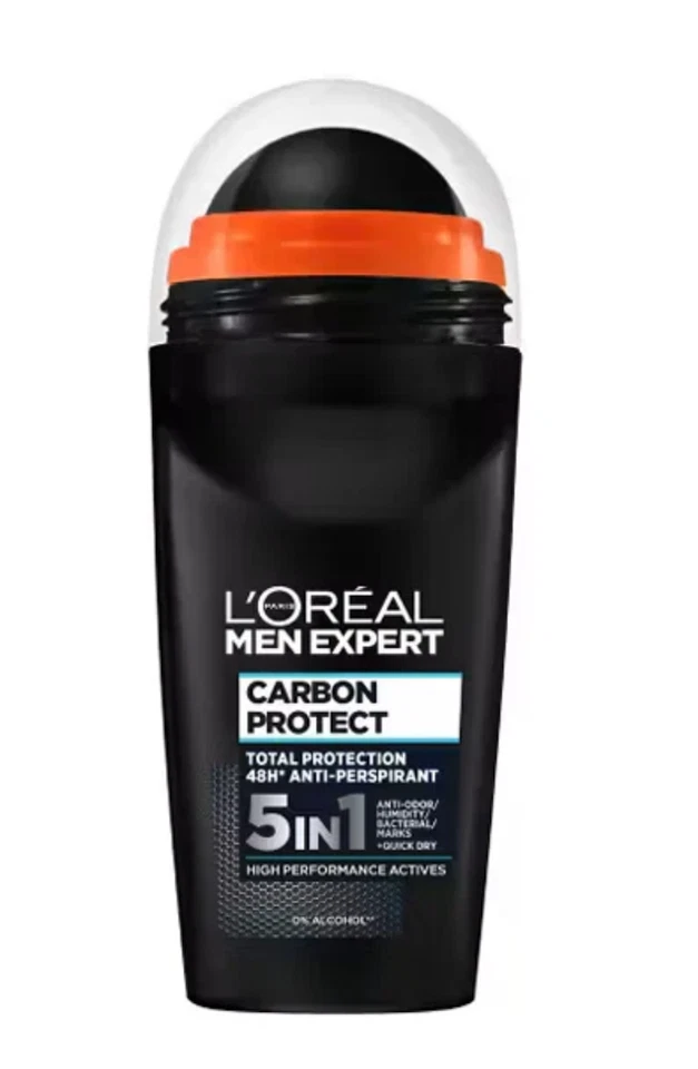 L'OREAL 50ml Loreal Men Expert Anti Transpirant Deodorant Carbon Protect 5 IN 1 Roll-On