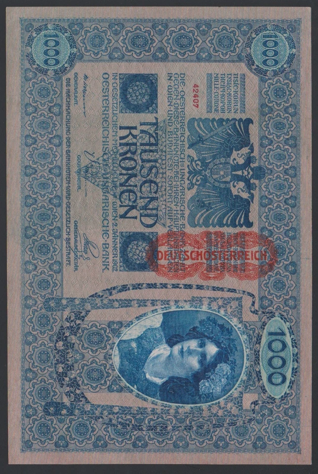 Austria 1000 kronen 1902 1919 DÖ P59 Same Front & Back Block 1606 UNC - Image 4 of 4