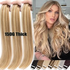 Tape In Seamless Skin Weft Real Remy Human Hair Extensions Thick 200G 80PCS Ashy
