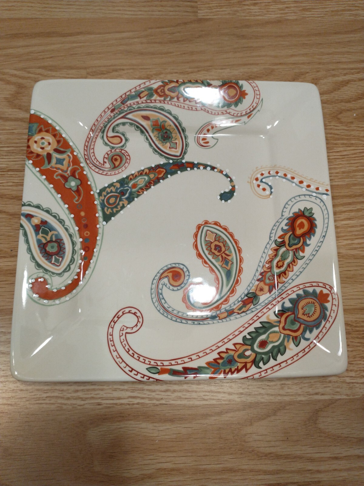 Tabletops Gallery Multi Paisley Platter 10.5" by 10.5" wide.Hand