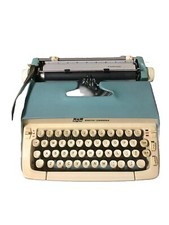 Vintage Smith-Corona Galaxie SCM Blue Portable Typewriter + Case Manual Works thumbnail