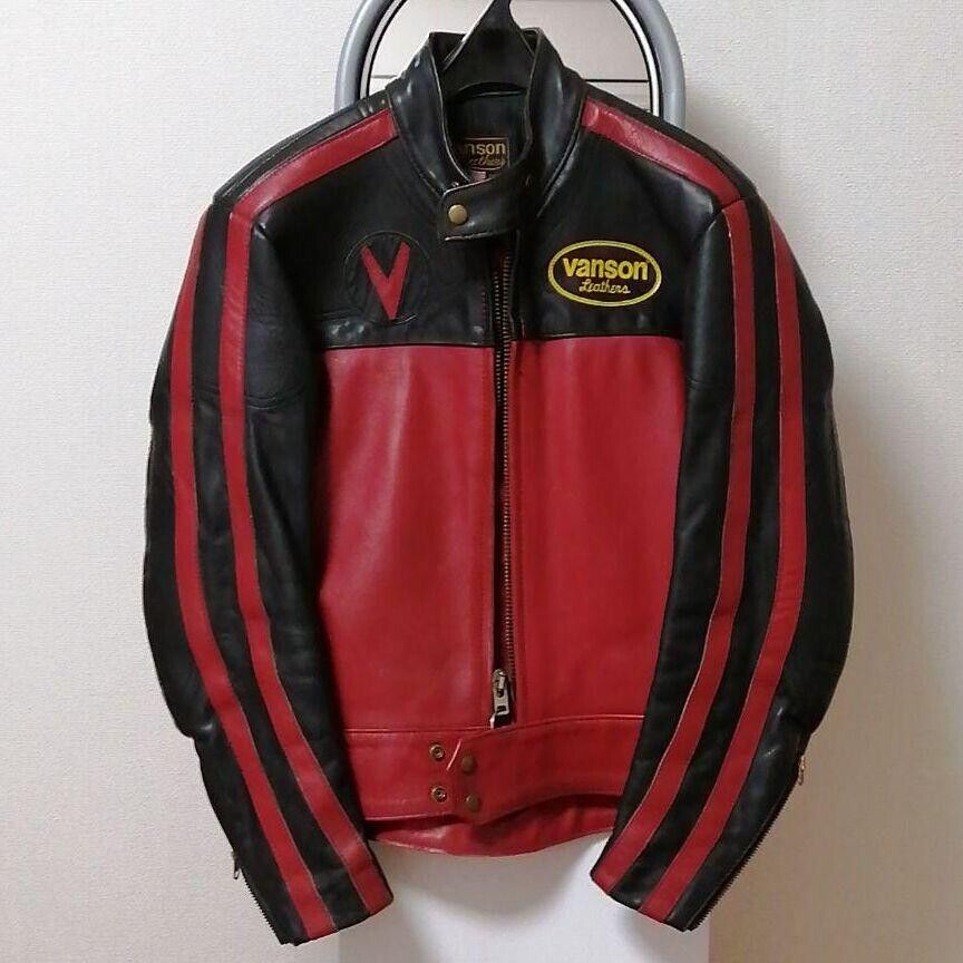 VANSON Motorcycle Riders Leather Jacket Black/Red Size 36 VANSON Motorcycle Riders Leather Jacket Black/Red Size 36