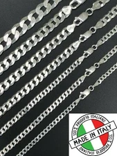 REAL Solid 925 Silver Flat Miami Curb Cuban Link Chain Necklace 3-10.5mm 16-30"