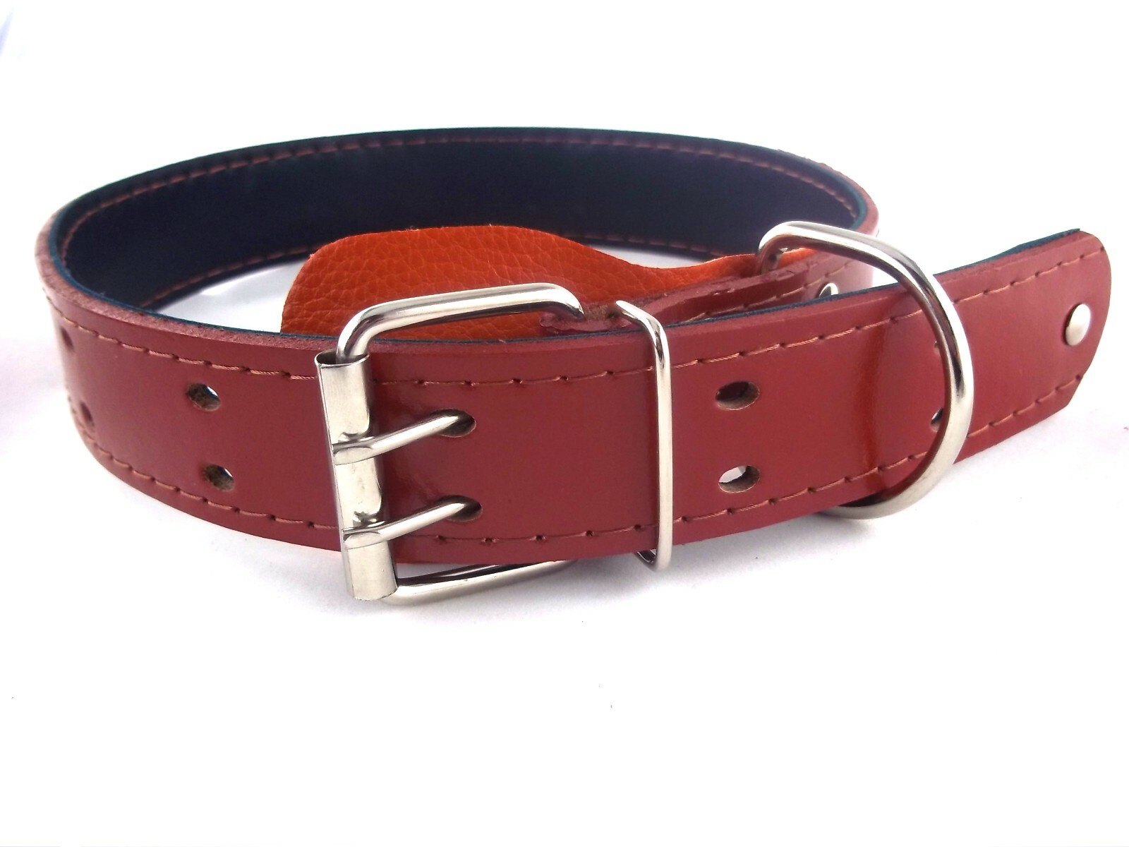 Halsband braun Größe XL 48-65 cm mit Nieten Hundehalsband