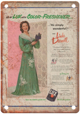Old 1951 LUX Laundry Soap Color Linda Darnell Ad Retro Look Metal Sign ZF532