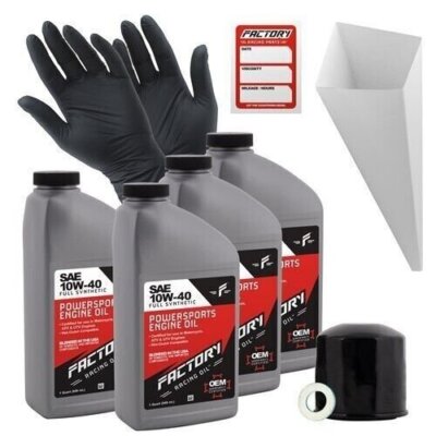 Kawasaki オイルメンテナンスキット 10W-40（4本セット） Factory Racing Parts 10W40 4Qt Oil Change Kit Fits Kawasaki EN450