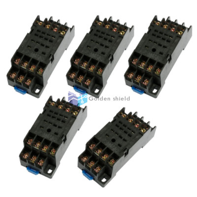 5Pcs DYF14A DIN Rail Mount 14 Terminals Relay Socket Base #