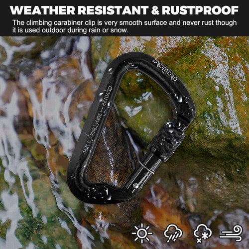 30KN Heavy Duty Screwgate Climbing Carabiner + 27KN Rescue Loop Prusik Rope Cord - Picture 7 of 23