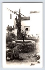 Oceanside California Mission San Luis Rey Fountain 1930s RPPC Postcard Unposted