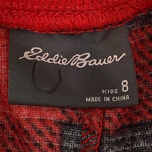 Eddie Bauer Boys Size 8 Red Black Buffalo Plaid Fleece Jogger Pajama Pants New - Picture 2 of 6