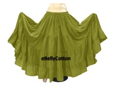 Lime Green Skirt 10 Yard 4 Tiered maxi Cotton Gypsy Belly Dance Tribal Flamenco