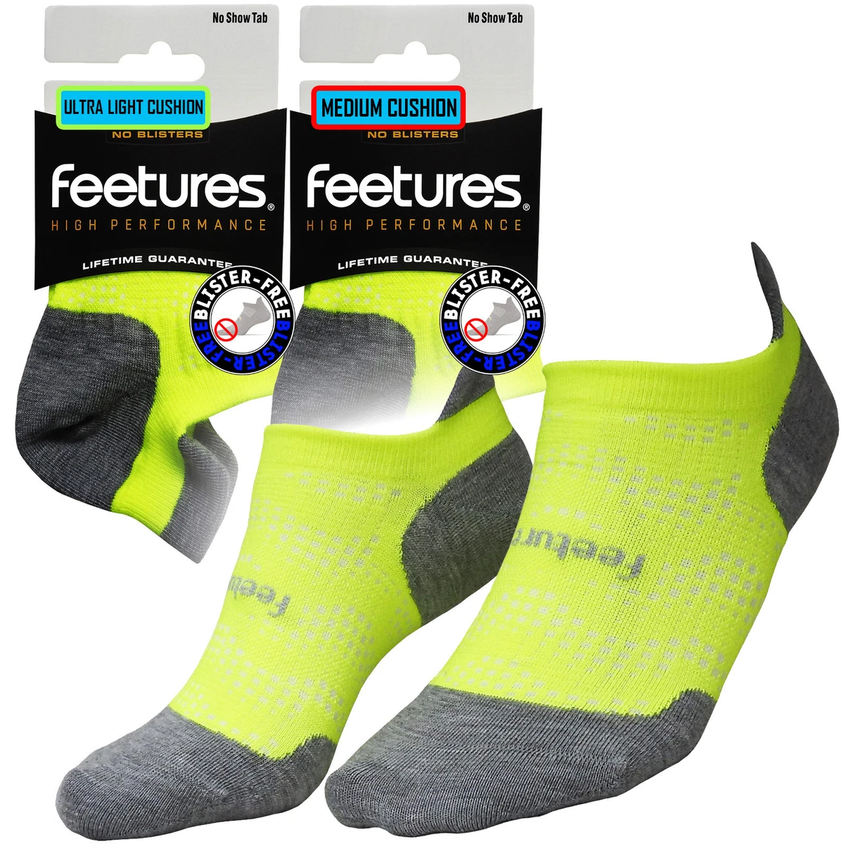 Feetures HP Bright Yellow Long Distance Blister Free Sports