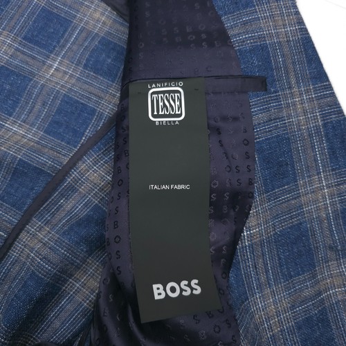 $695 Hugo Boss Hutson 233 Blue Plaid Slim Fit Sport Coat Jacket Mens Size 44R - Picture 9 of 13