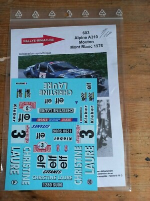 DECALS 1/18 REF 603 Alpine A310 Mouton Mont Blanc 1976