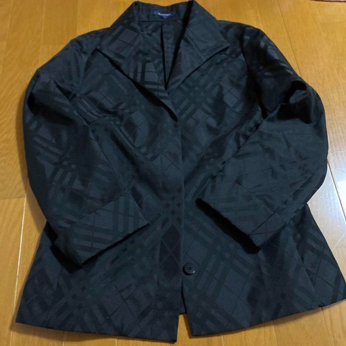 BURBERRY LONDON Jacket Coat Checked Pattern Polyester Black Women Size 42/US:M