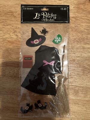 La Petites HALLOWEEN Witch Costume PAPER STUDIO Stickers Broom Magic Spells Hat