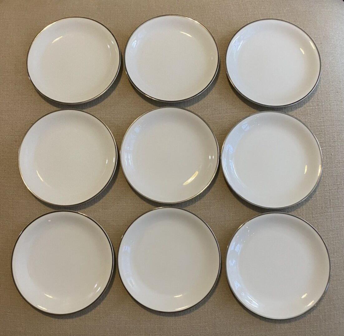 NWOT 11pc Set Noritake China Silverdale (5594) 8 inch Salad Plate Platinum Trim